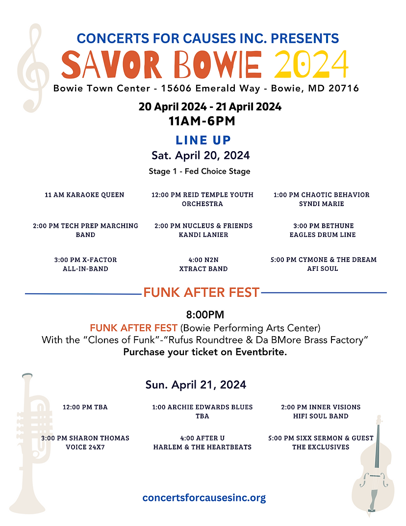 Savor Bowie Spring Festival Line Up Concerts for Causes
